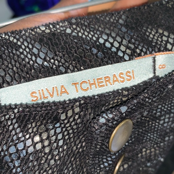Silvia Tcherassi Metallic Snakeskin Velvet Black Jeans Pants 8 - Picture 5 of 6